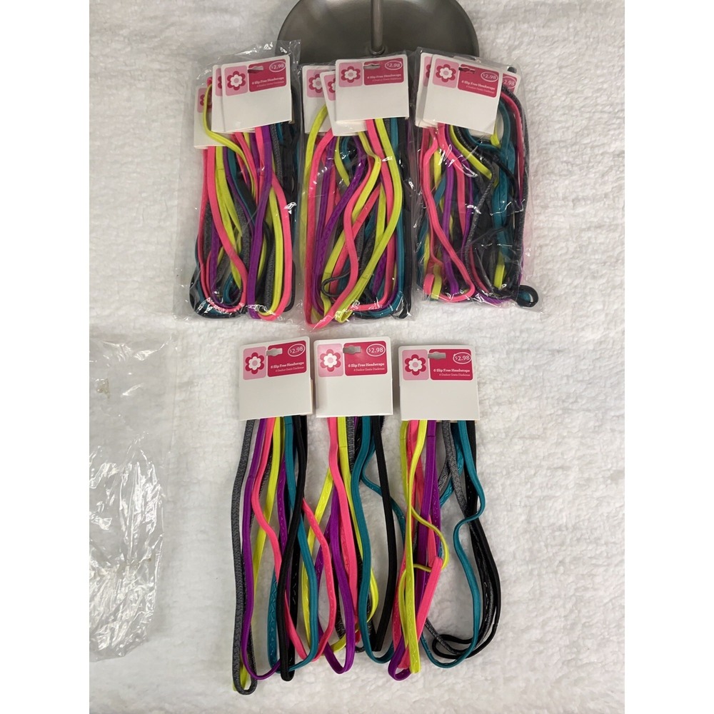 6 Slip Free Headwraps Lot of 12 Packs of 6 each (QTY 72 Total)  NIB